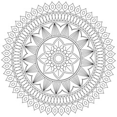 Leaf Flower Petal Coloring Mandala Art Simple Graphic Shape Vector Floral Oriental Outline Vintage Decorative Elements Pattern Illustration Islam Arabic Indian Turkish Mystic Religion Morals Lotus