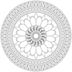 Leaf Flower Petal Coloring Mandala Art Simple Graphic Shape Vector Floral Oriental Outline Vintage Decorative Elements Pattern Illustration Islam Arabic Indian Turkish Mystic Religion Morals Lotus