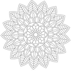 Leaf Flower Petal Coloring Mandala Art Simple Graphic Shape Vector Floral Oriental Outline Vintage Decorative Elements Pattern Illustration Islam Arabic Indian Turkish Mystic Religion Morals Lotus