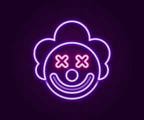 Glowing neon line Clown head icon isolated on black background. Colorful outline concept. Vector