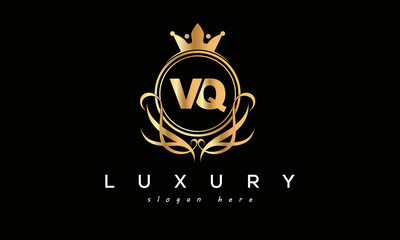 VQ royal premium luxury logo with crown	