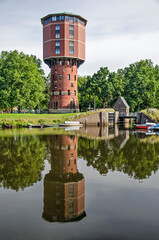 Zwolle, The Netherlands, August 9, 2021: the historic water tower, now converted to apartments,...