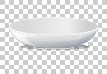 White plain plate on transparent background