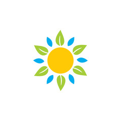 abstract sun leaves logo icon