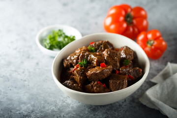 Traditional homemade beef ragout or goulash