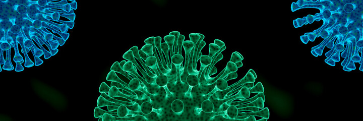 3D Microscopic Covid-19 pandemic. Virus mutation.