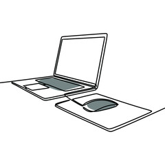 laptop setup oneline continuous line art premium vector