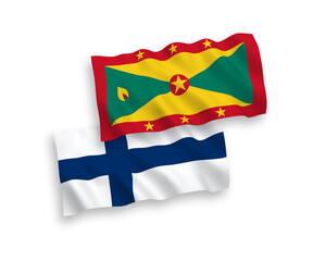 Flags of Finland and Grenada on a white background