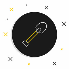 Line Shovel icon isolated on white background. Gardening tool. Tool for horticulture, agriculture, farming. Colorful outline concept. Vector