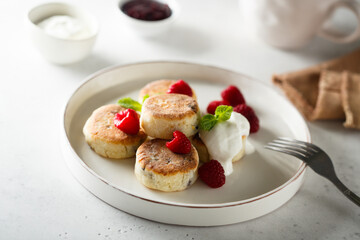 Traditional homemade cheese cakes or syrniki