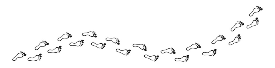 Human footprints, trails and paths. Walking trail. Flat design.
