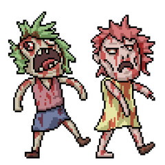 pixel art zombie walking halloween