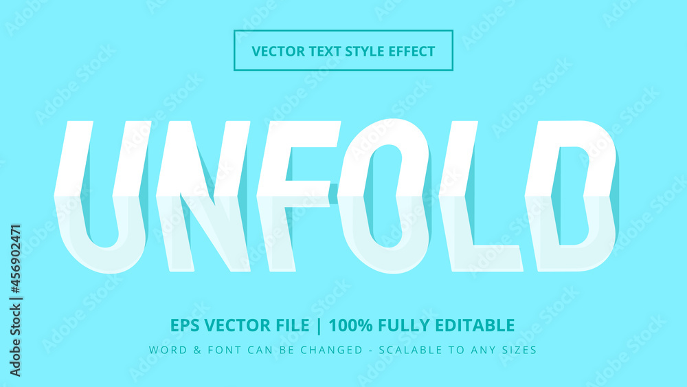 Fototapete Unfold paper editable 3d vector text style effect. Editable illustrator text style.