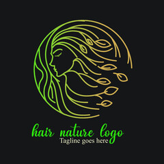 hair girl leaf nature logo exclusive design inspiration