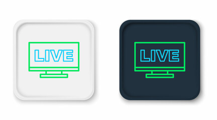 Line Live streaming online videogame play icon isolated on white background. Colorful outline concept. Vector