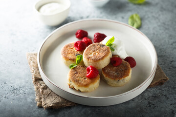 Traditional homemade cheese cakes or syrniki