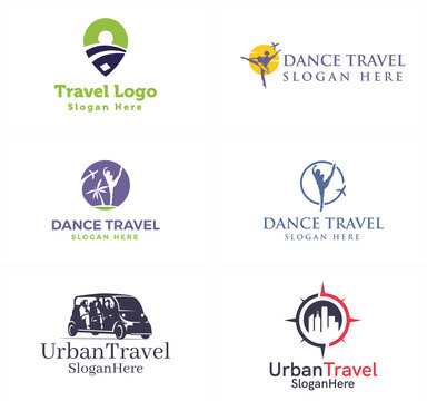 Modern business travel transportation plane logo design