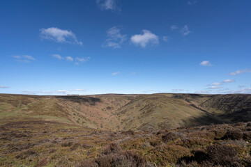 Landscape view of the Long Mynd in the Shropshire Hills UK