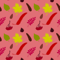 Seamless pattern with colorful autumn leaves. Vector illustration.