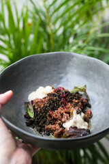 Steak tartare with truffle and parmesan cheese