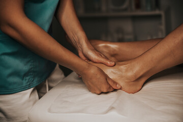 Fototapeta na wymiar close up of a person receiving a massage
