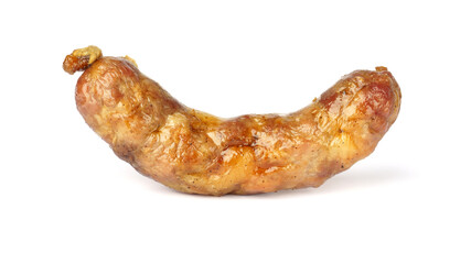 fried homemade meat sausage isolated on white background.