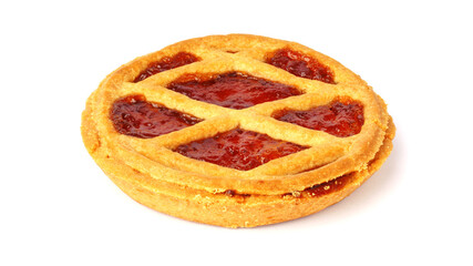 pie with jam isolated on white. homemade baking