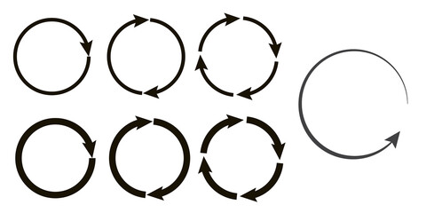 Rotating, circular, cyclic arrows. Recurrence sign. Flip over or turn arrow. Reverse sign