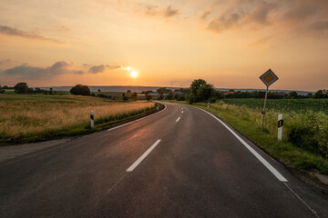 road in countryside at sunset in Germany