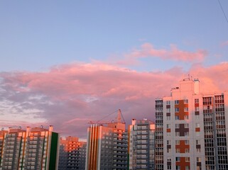 The onset of a pink sunset