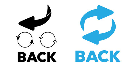 Flip over or turn. Back Arrow icon flat
