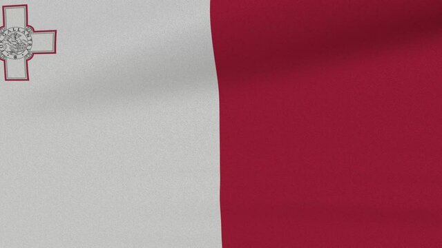 Loop Waving Flag Malta Land 3D Closeup