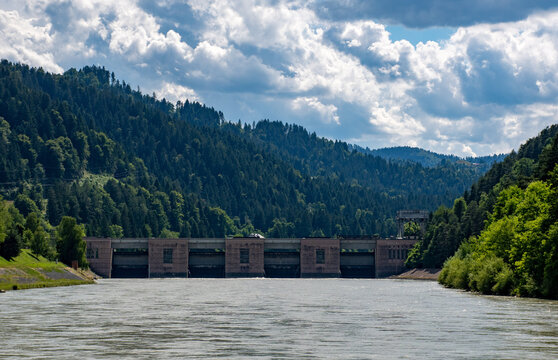 Hydroelectric power plant and dam on Drava river in Vuzenica, Slovenia.