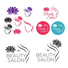 Beautiful woman vector logo template for hair salon, beauty salon, cosmetic. Beautiful woman vector
