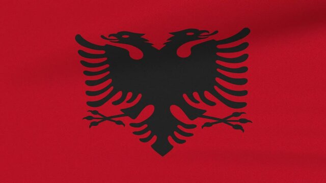 Loop Waving Flag Albania Land 3D Closeup