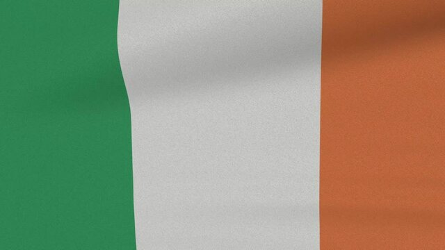 Loop Waving Flag Ireland Land 3D Closeup