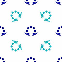 Fototapeta na wymiar Blue Juggling ball icon isolated seamless pattern on white background. Vector