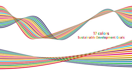 持続可能な開発目標 SDGsのイメージ 17色で構成された美しい曲線の壁紙 ベクター 