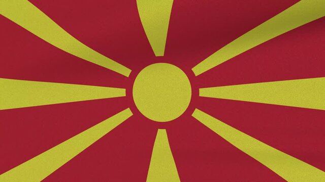 Loop Waving Flag North Macedonia Land 3D Closeup