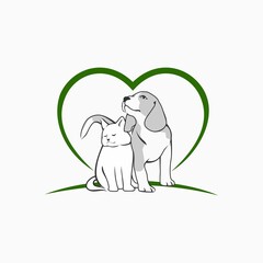 pets Logo dog cat design Animals Veterinary clinic