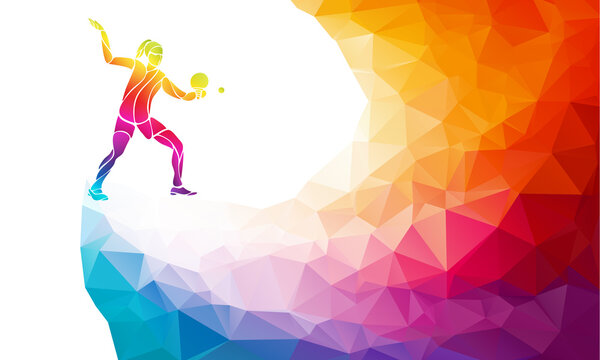 Table tennis female player. Ping-pong vector illustration