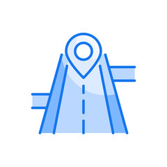 Road vector blue colours icon style illustration. Eps 10 file