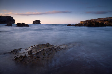 Toro beach Llanes, Asturias Spain. rock formations in Cantabrian sea
