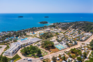 Naklejka na ściany i meble An aerial view of Camping Resort in Funtana, Istria, Croatia