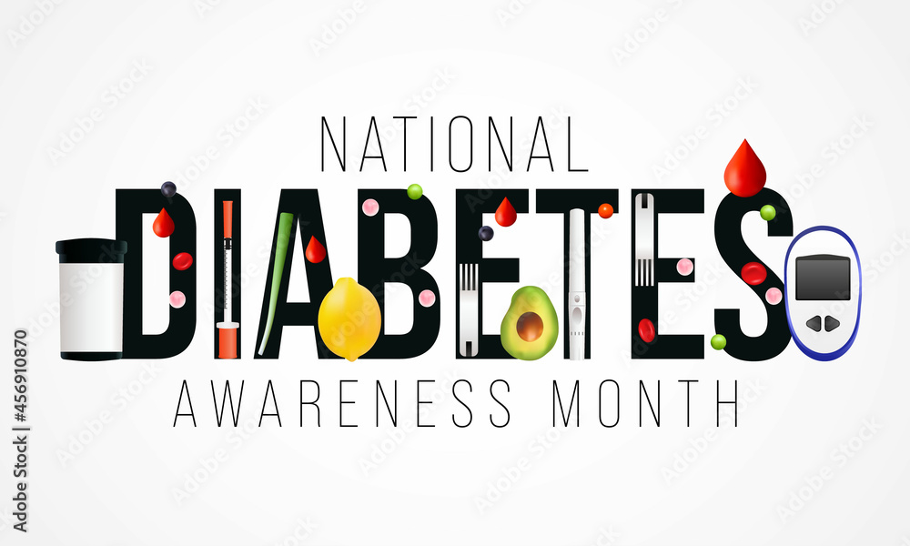 Wall mural National Diabetes month is observed every year in November, it is the primary global awareness campaign focusing on diabetes. Vector illustration