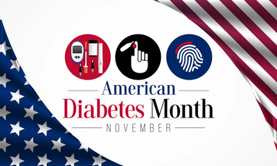 National Diabetes month is observed every year in November, it is the primary global awareness campaign focusing on diabetes. Vector illustration