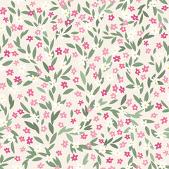 seamless pattern with cute little flowers. colorful vector illustration. vintage multicolored background, perfect for surface design, textile, stationery, wrapping paper, fabric, wallpaper, card