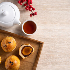 Moon cake yolk pastry for Mid-Autumn Festival holiday.