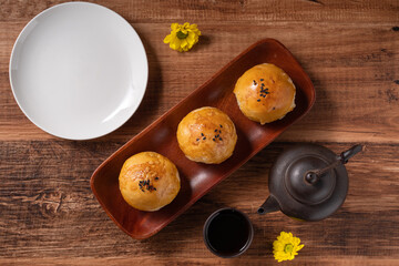 Moon cake yolk pastry for Mid-Autumn Festival holiday.
