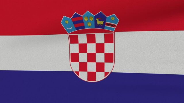 Loop Waving Flag Croatia Land 3D Closeup
